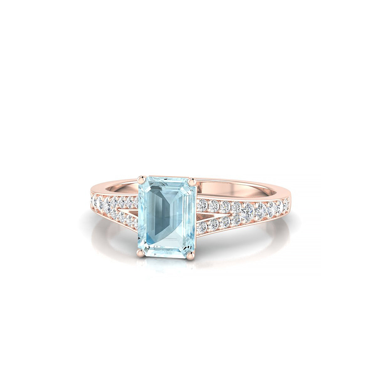 Adore | 18k Rose Gold 7 x 5 mm Emerald Aquamarine Ring
