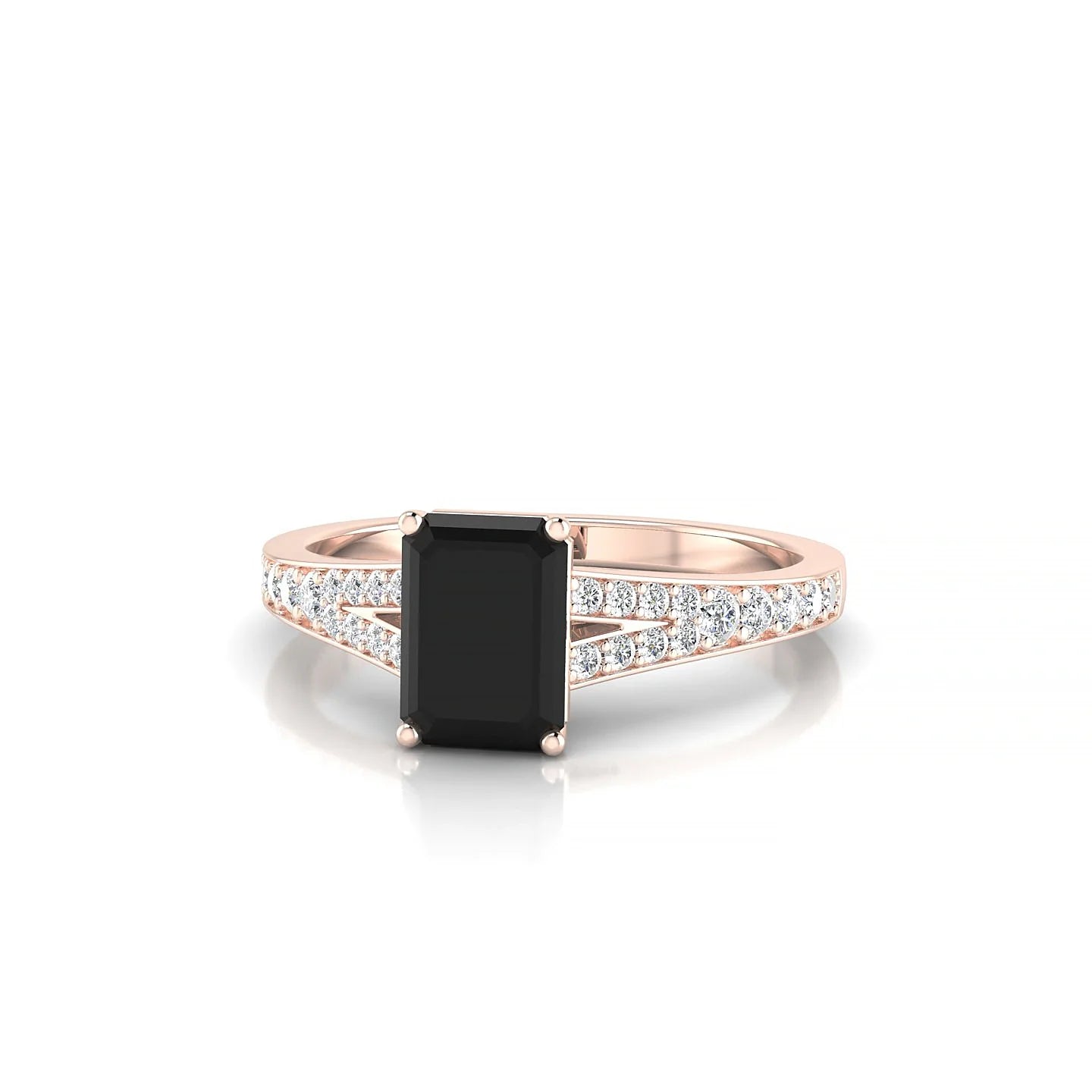 Adore | 18k Rose Gold 7 x 5 mm Emerald Black Diamond Ring
