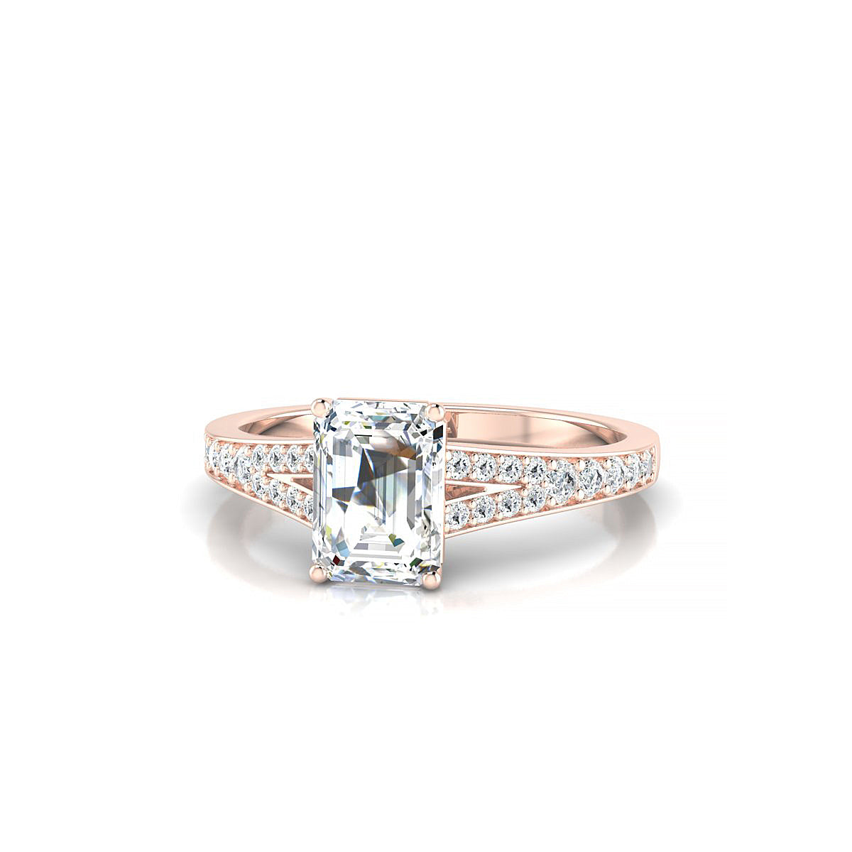 Adore | 18k Rose Gold 7 x 5 mm Emerald Diamond Ring