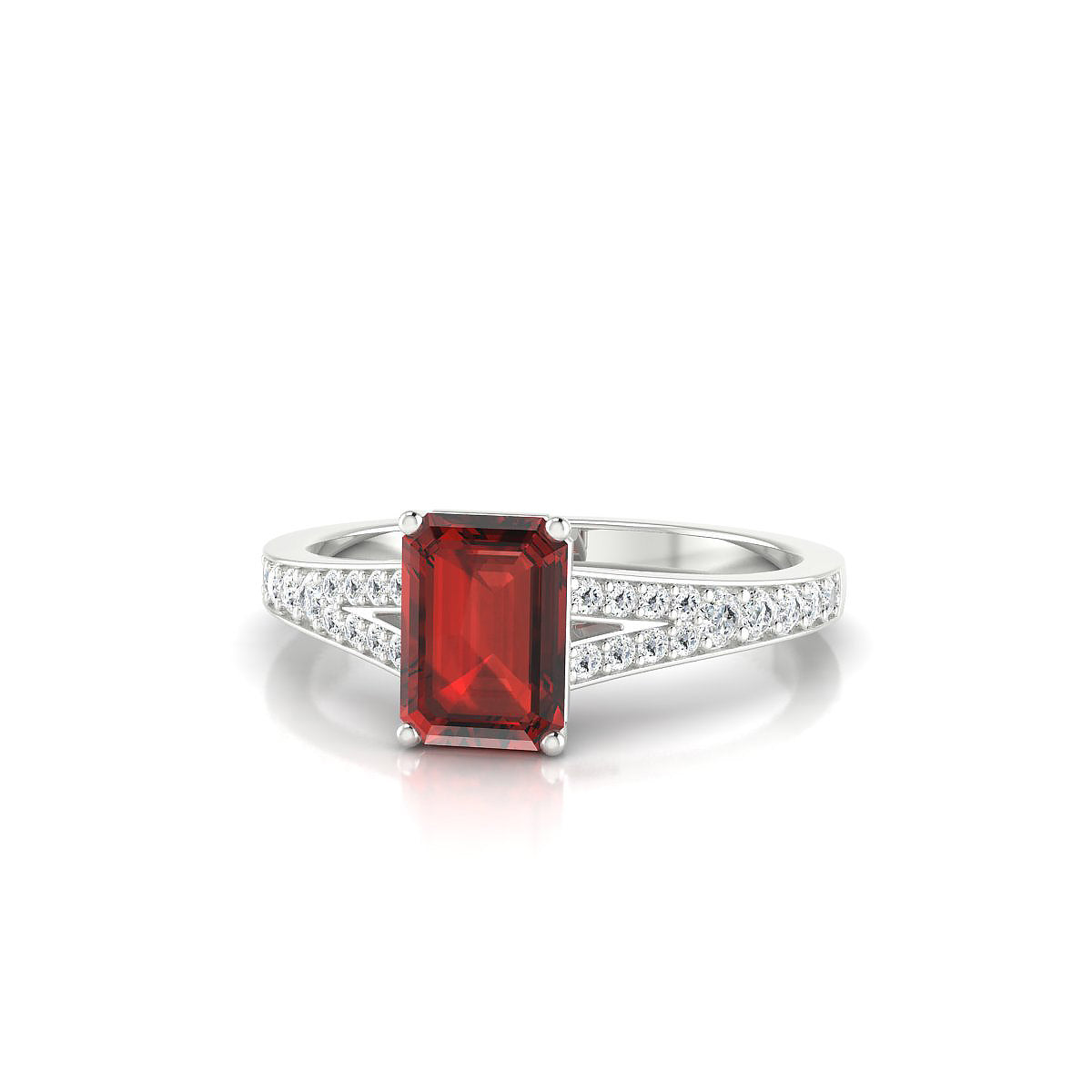 Adore | 18k White Gold 7 x 5 mm Emerald Garnet Ring