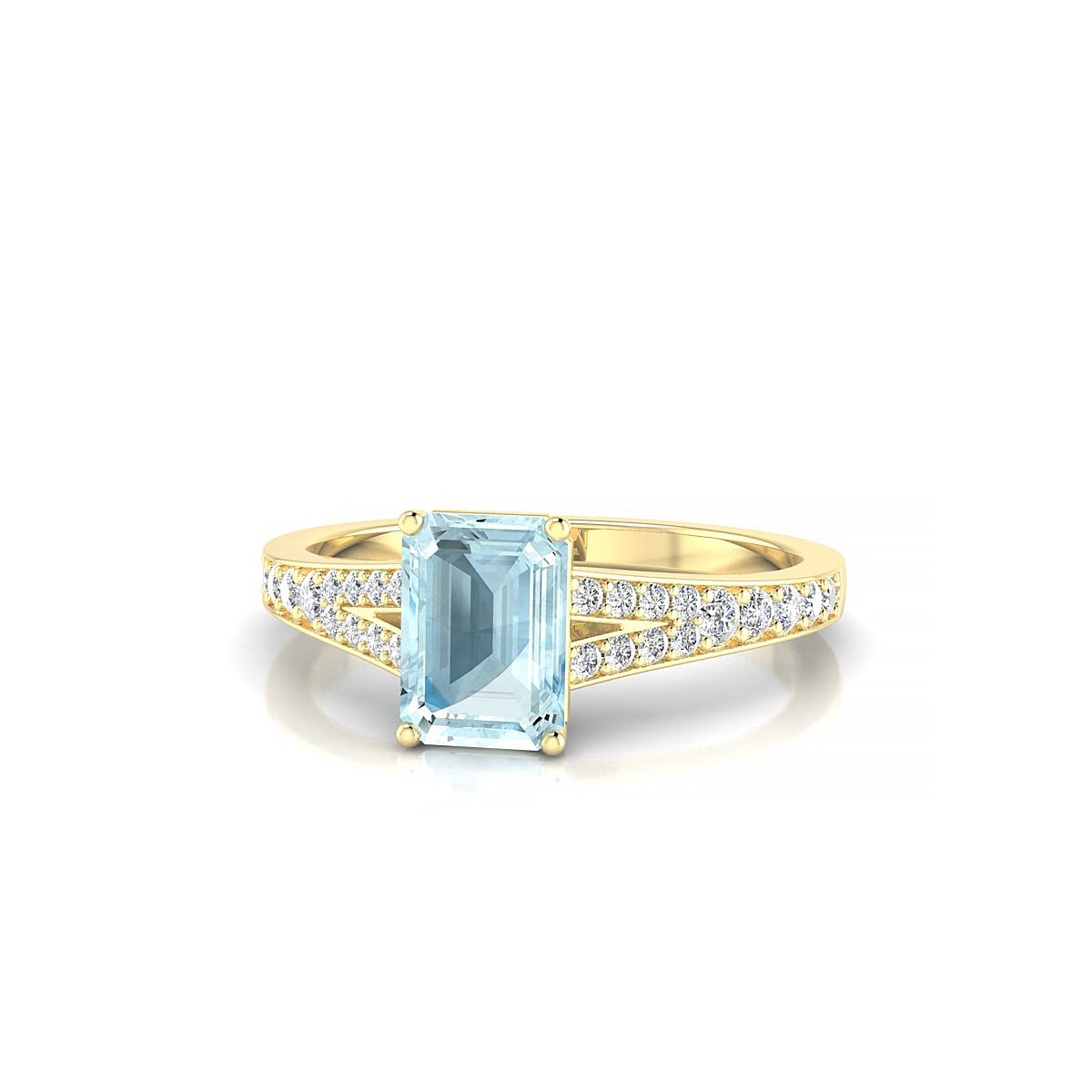 Adore | 18k Yellow Gold 7 x 5 mm Emerald Aquamarine Ring