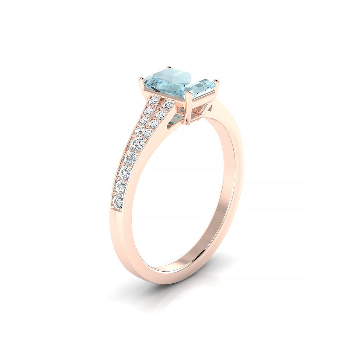 Adore | 18k Rose Gold 7 x 5 mm Emerald Aquamarine Ring