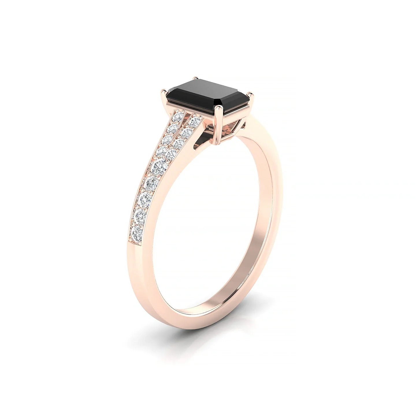 Adore | 18k Rose Gold 7 x 5 mm Emerald Black Diamond Ring