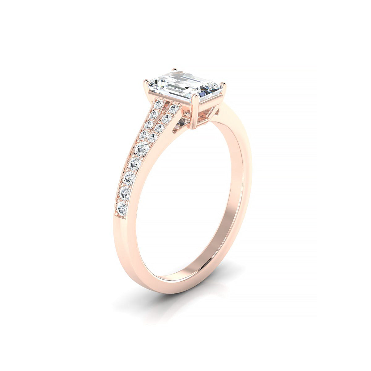 Adore | 18k Rose Gold 7 x 5 mm Emerald Diamond Ring