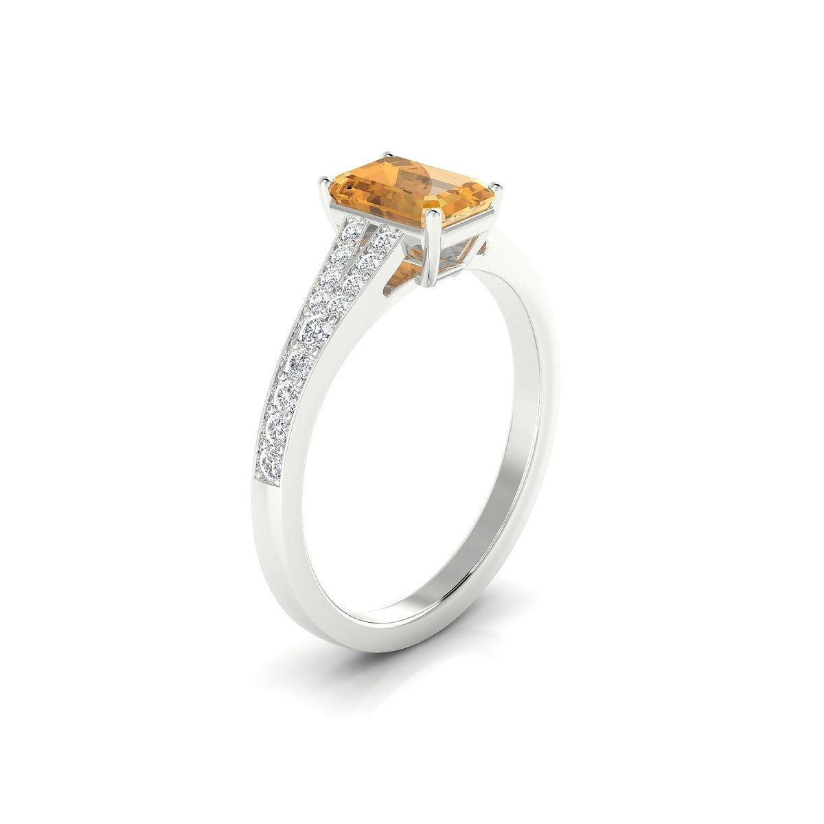 Adore | 18k White Gold 7 x 5 mm Emerald Citrine Ring