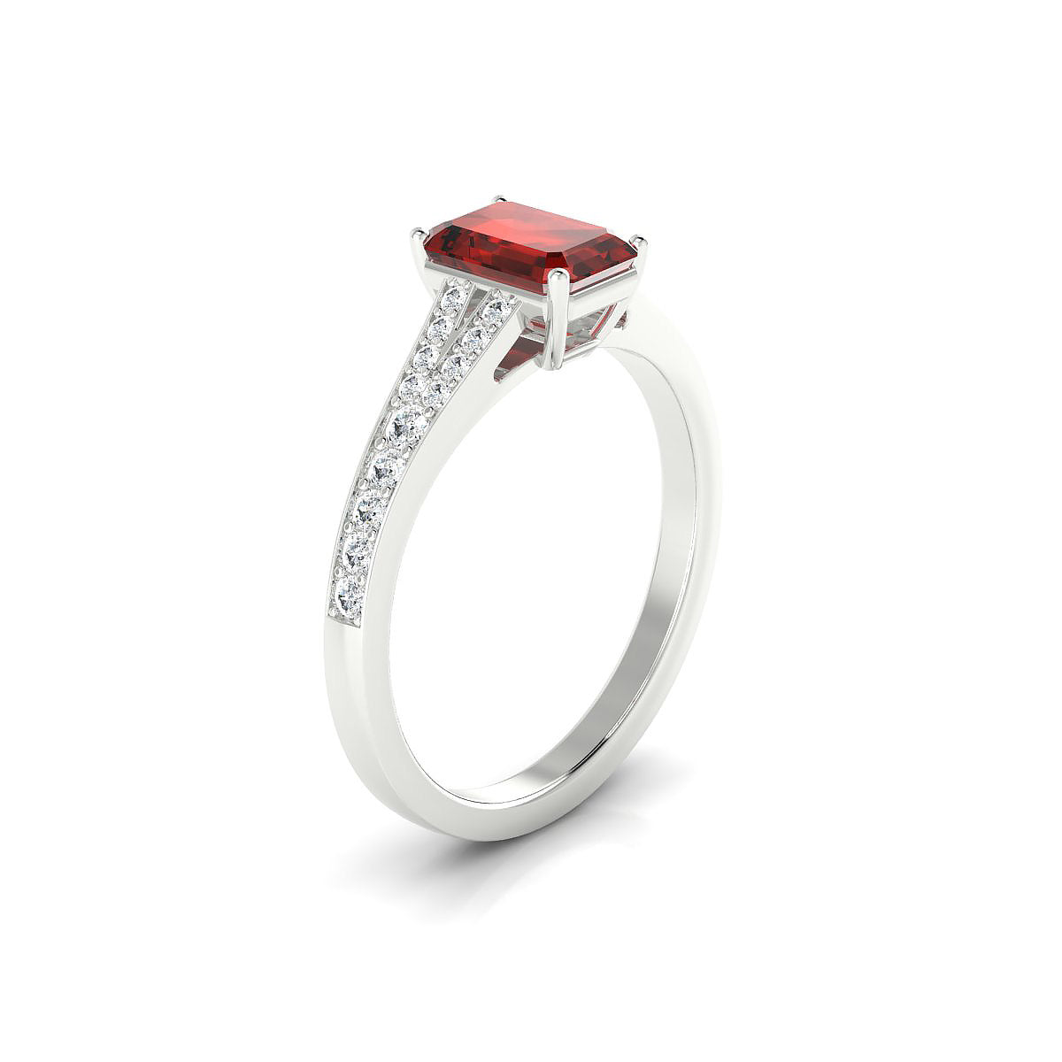 Adore | 18k White Gold 7 x 5 mm Emerald Garnet Ring