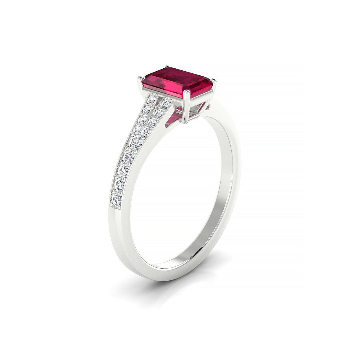 Adore | 18k White Gold 7 x 5 mm Emerald Ruby Ring