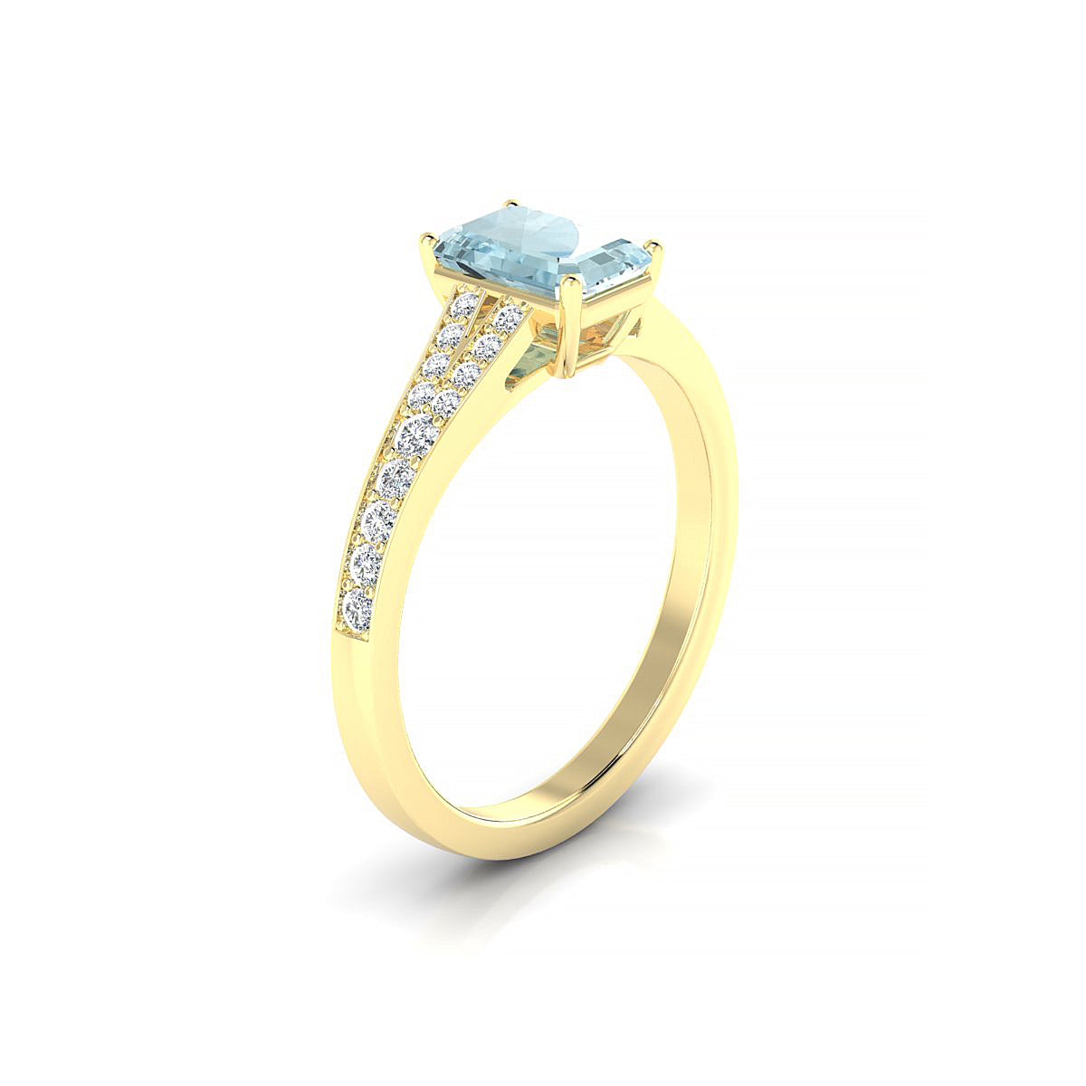Adore | 18k Yellow Gold 7 x 5 mm Emerald Aquamarine Ring