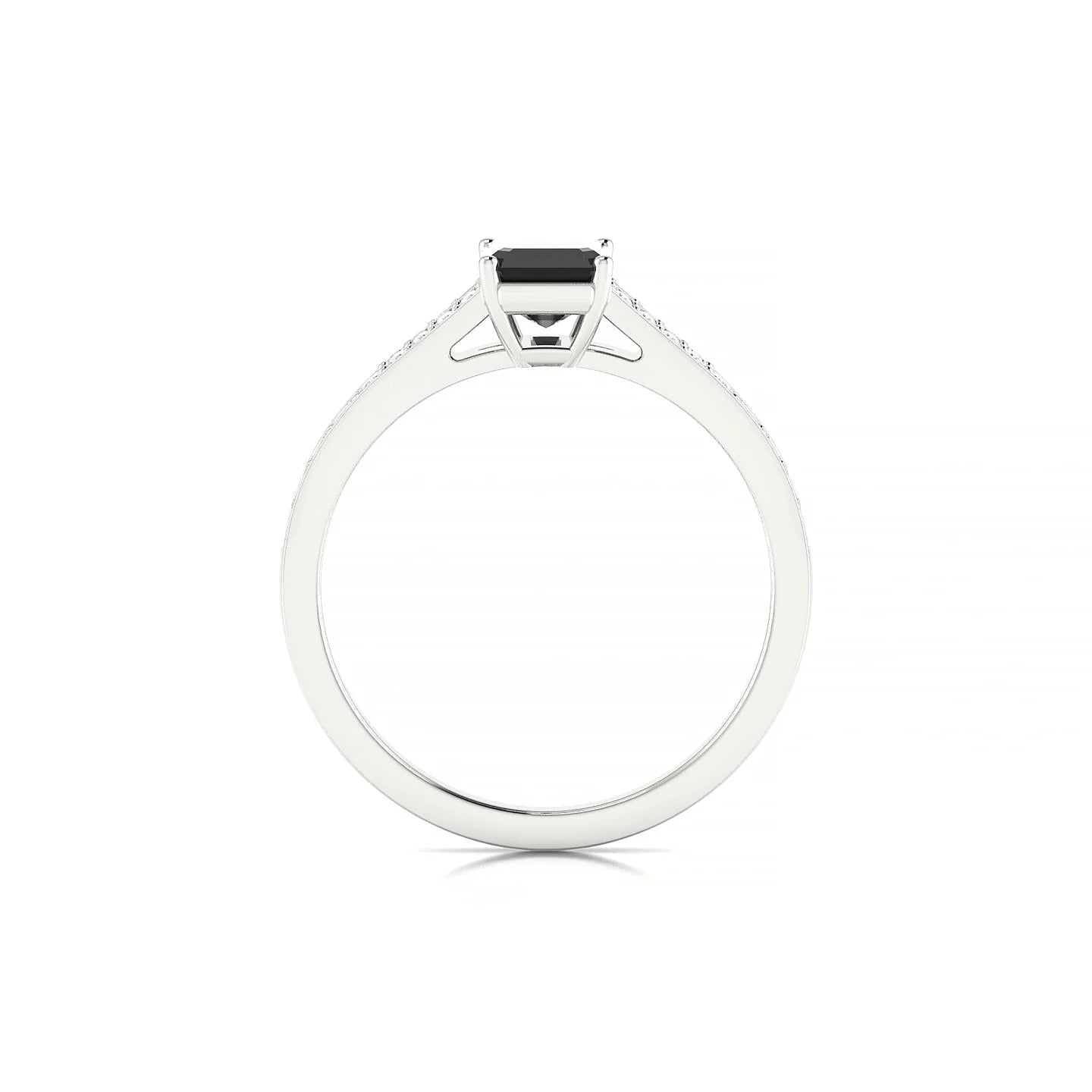 Adore | 18k White Gold 7 x 5 mm Emerald Black Diamond Ring