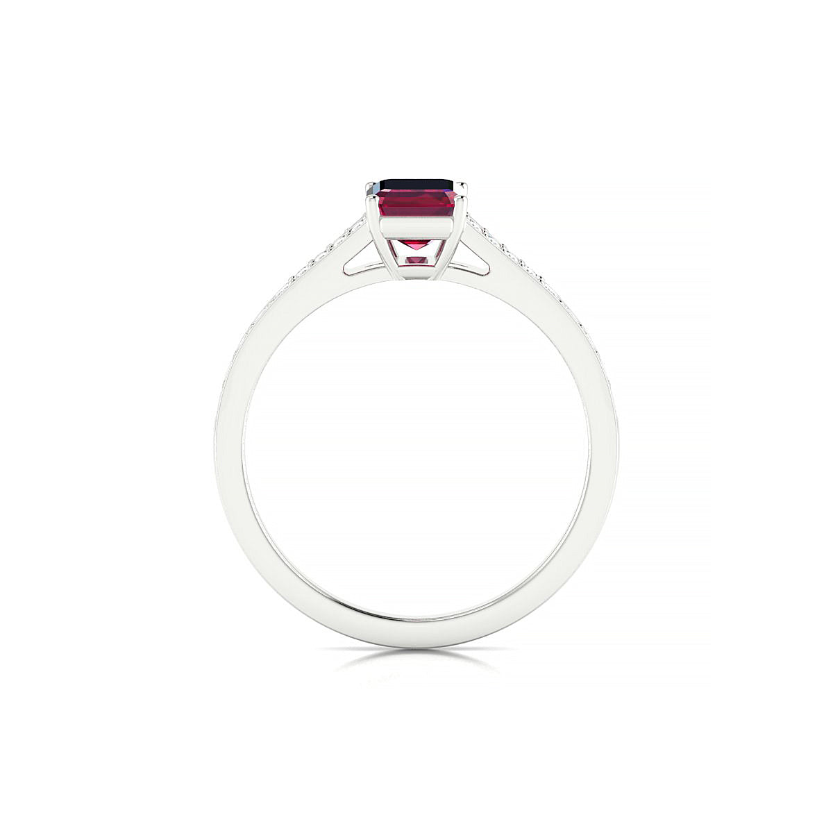 Adore | 18k White Gold 7 x 5 mm Emerald Ruby Ring