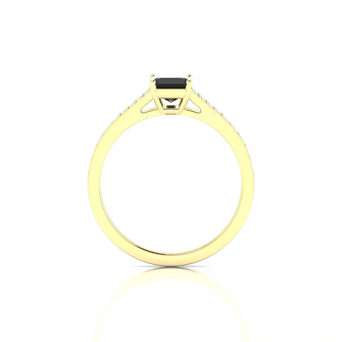 Adore | 18k Yellow Gold 7 x 5 mm Emerald Black Diamond Ring