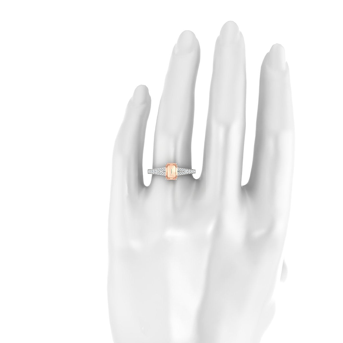 Adore | 18k White Gold 7 x 5 mm Emerald Morganite Ring
