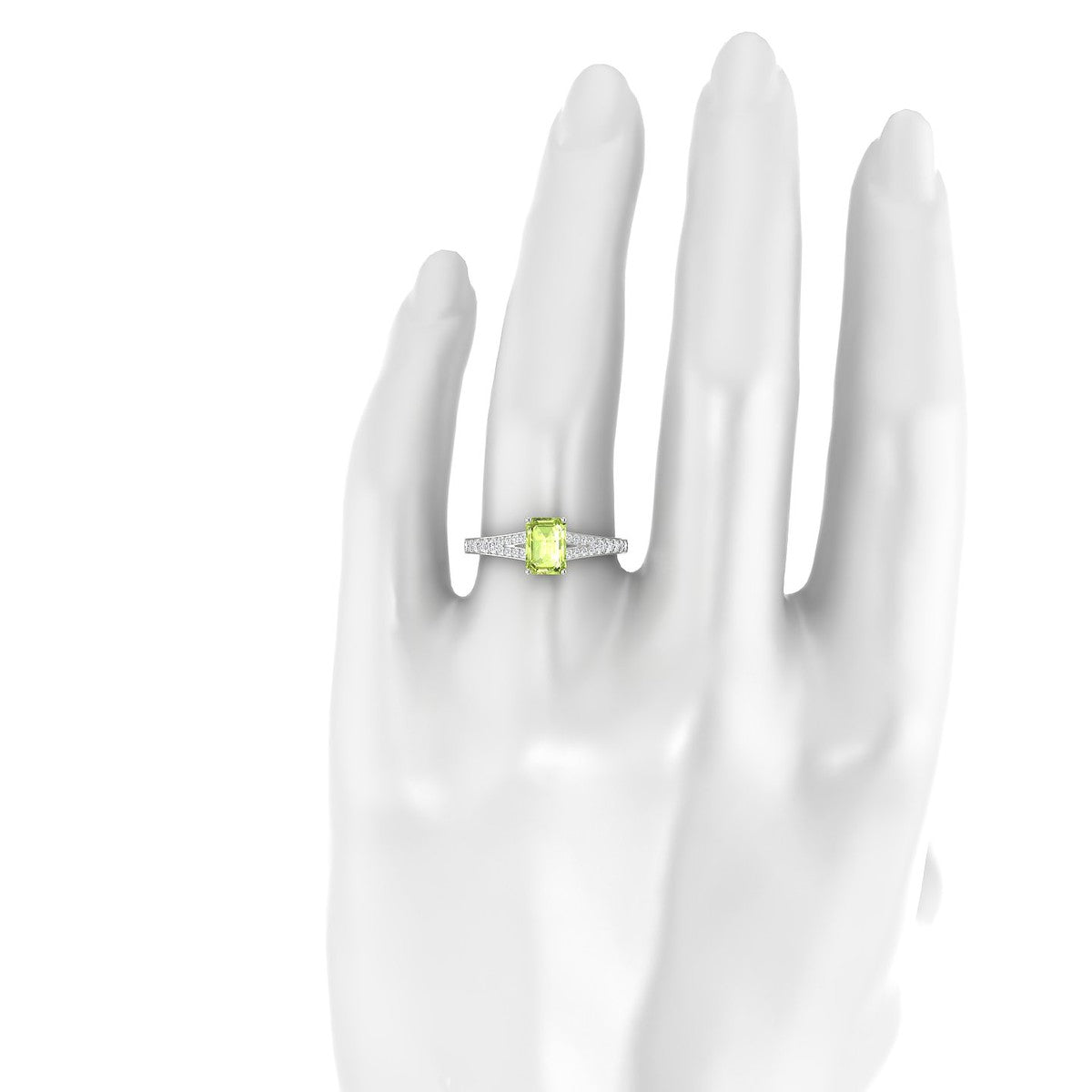 Adore | 18k White Gold 7 x 5 mm Emerald Peridot Ring