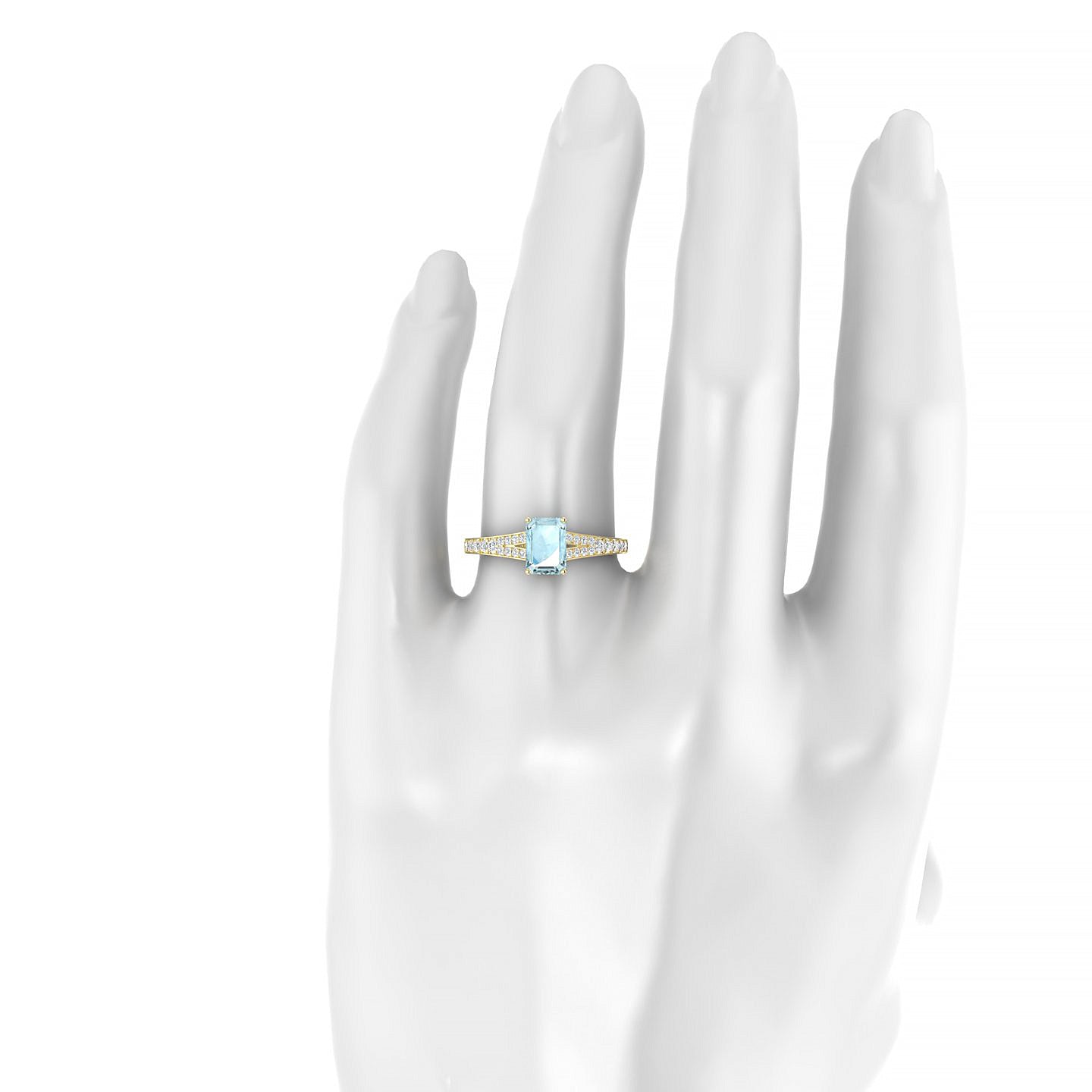 Adore | 18k Yellow Gold 7 x 5 mm Emerald Aquamarine Ring