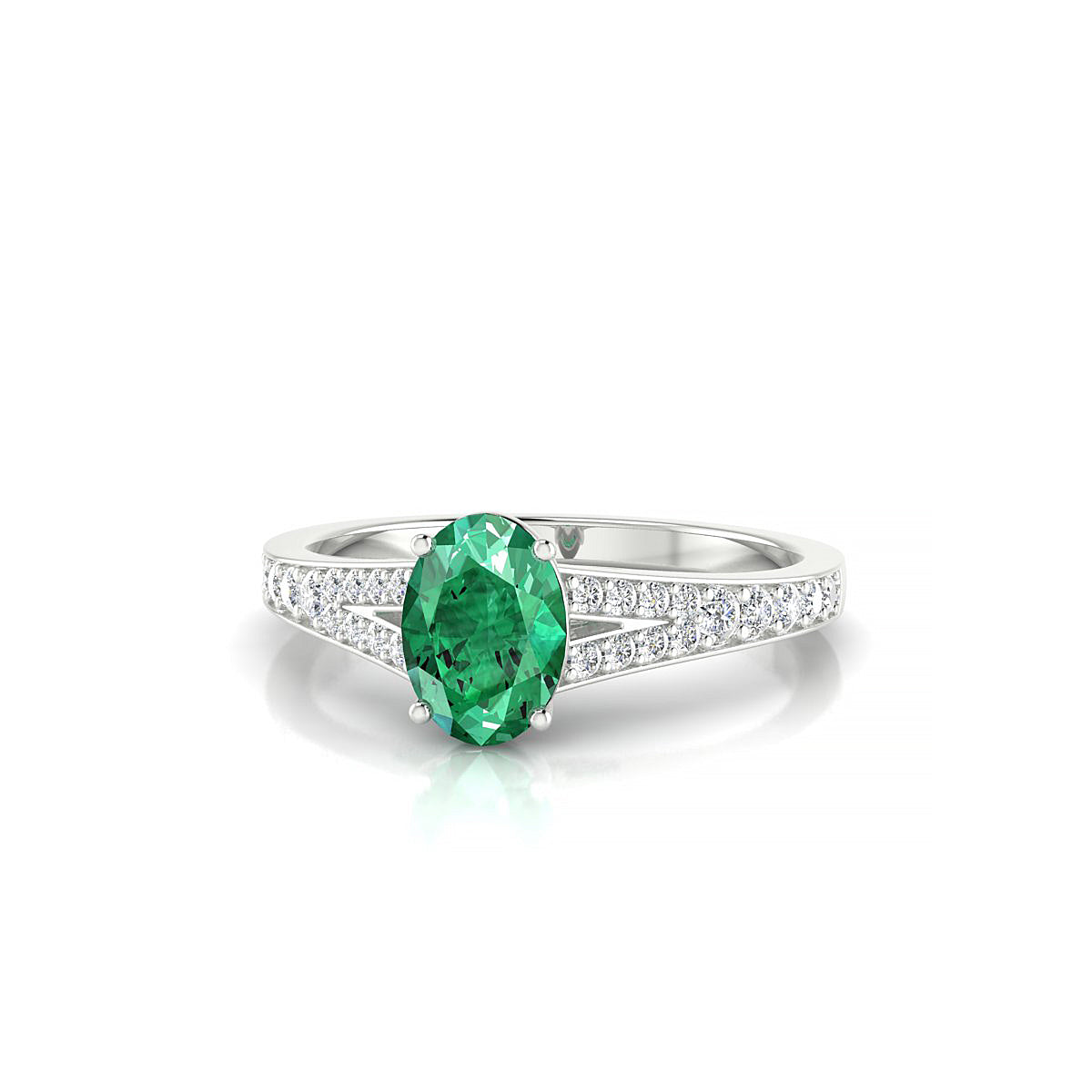 Adore | 18k White Gold 7 x 5 mm Oval Emerald Ring