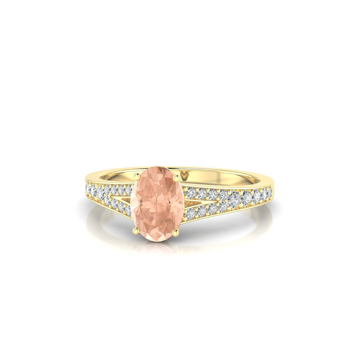 Adore | 18k Yellow Gold 7 x 5 mm Oval Morganite Ring