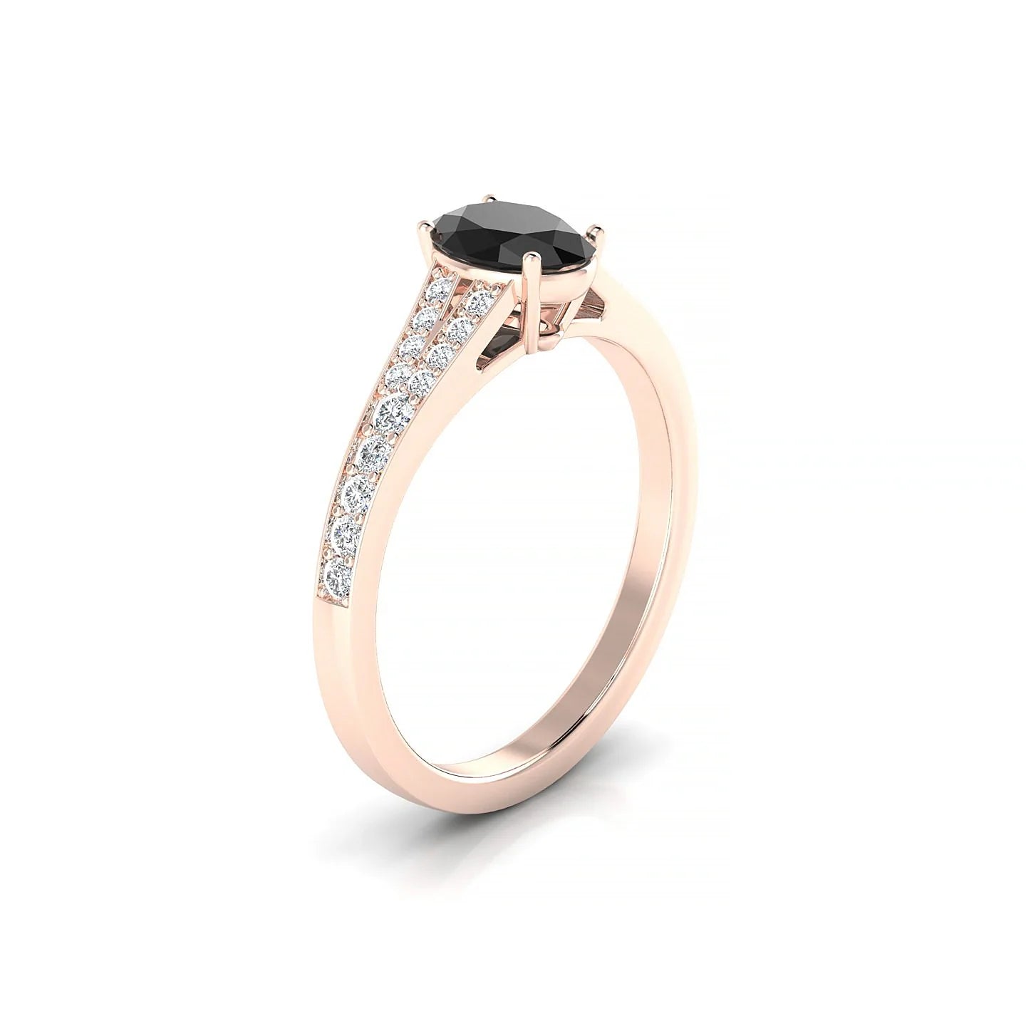 Adore | 18k Rose Gold 7 x 5 mm Oval Black Diamond Ring