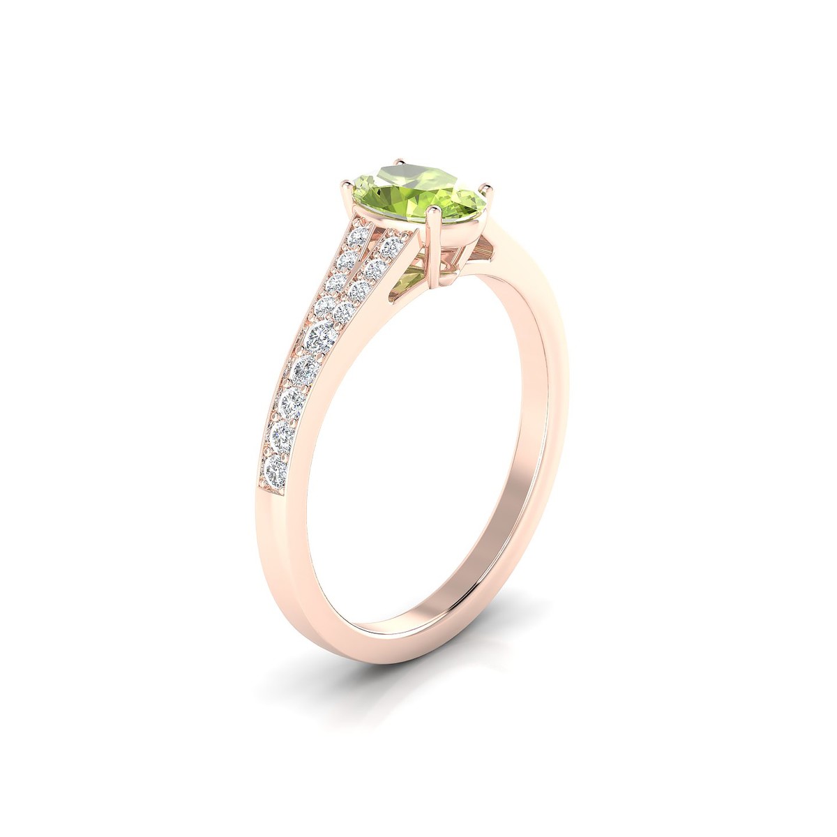Adore | 18k Rose Gold 7 x 5 mm Oval Peridot Ring