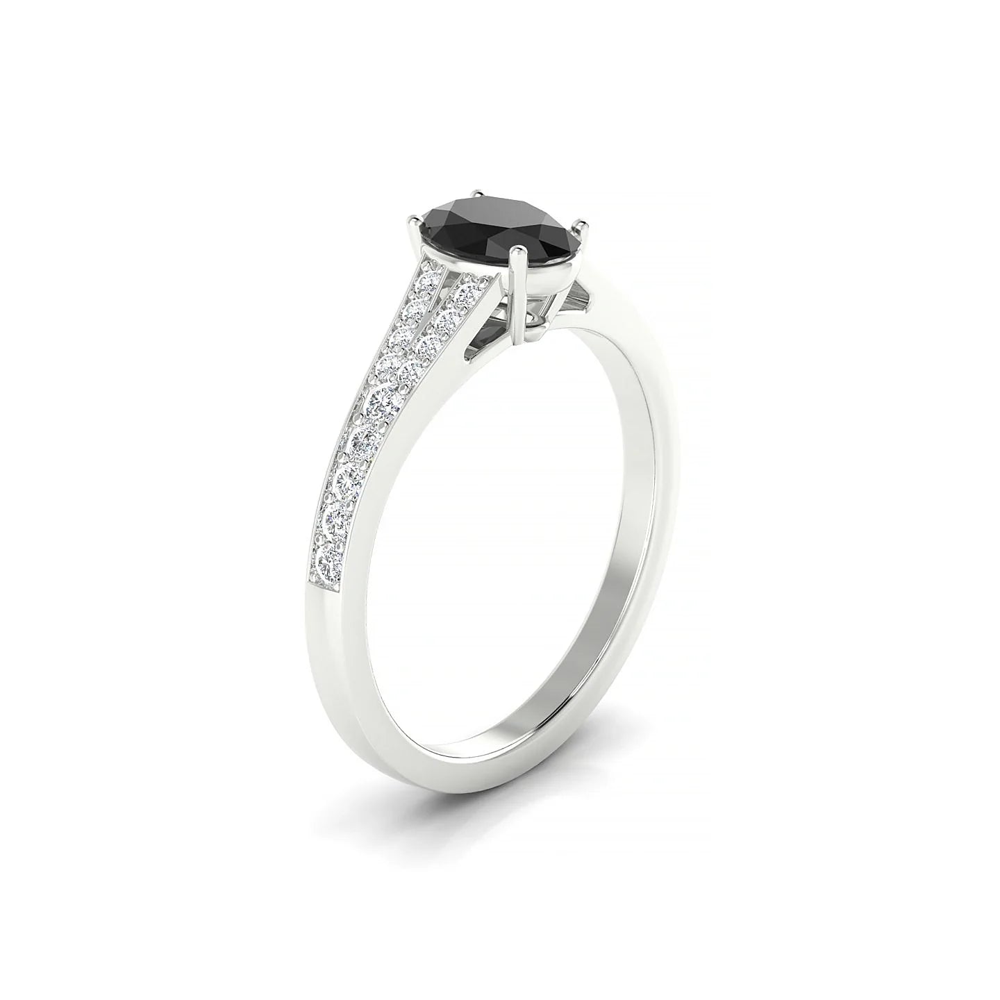 Adore | 18k White Gold 7 x 5 mm Oval Black Diamond Ring
