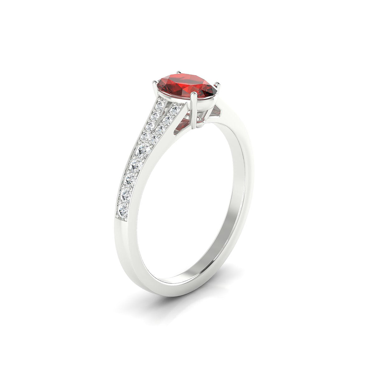 Adore | 18k White Gold 7 x 5 mm Oval Garnet Ring