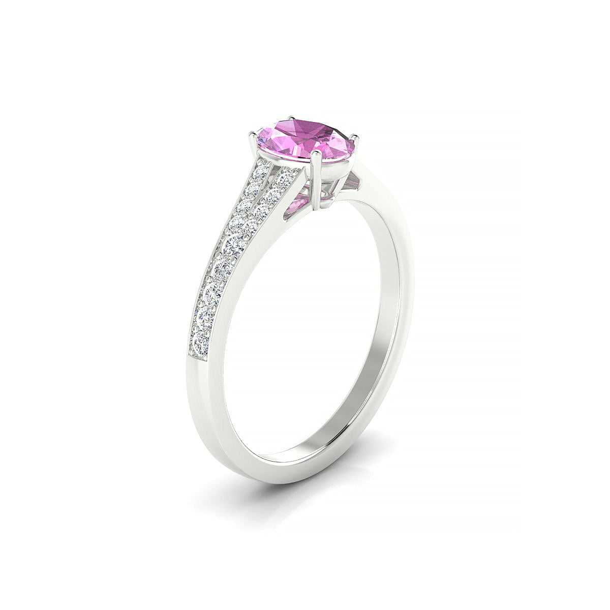 Adore | 18k White Gold 7 x 5 mm Oval Pink Sapphire Ring