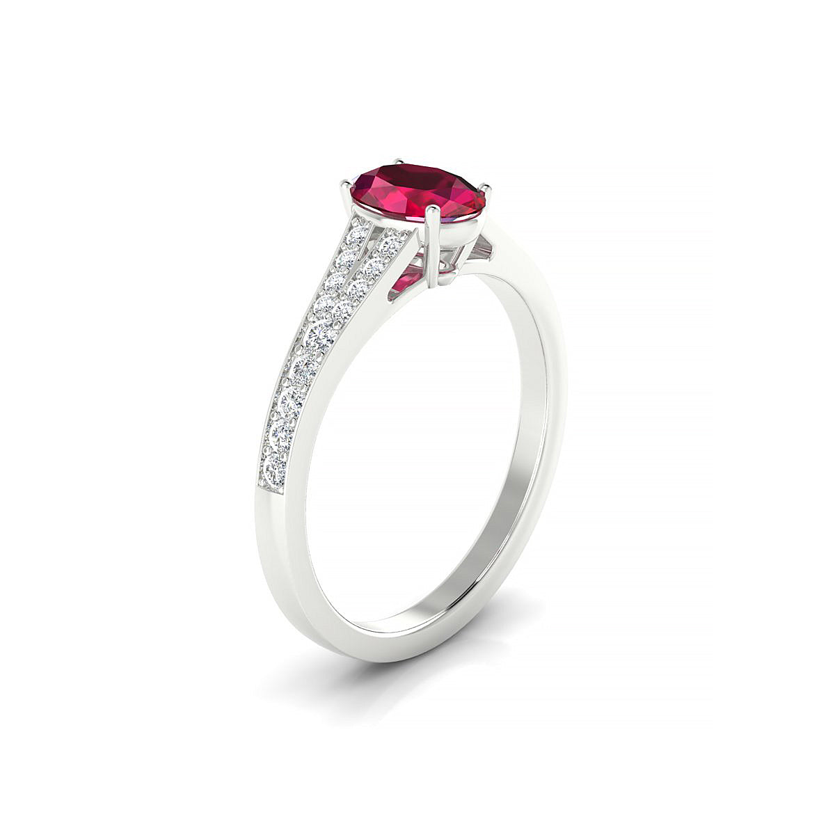 Adore | 18k White Gold 7 x 5 mm Oval Ruby Ring