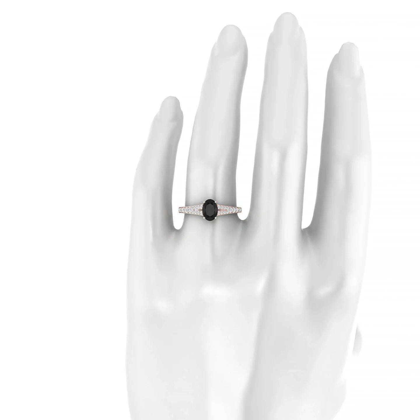 Adore | 18k Rose Gold 7 x 5 mm Oval Black Diamond Ring