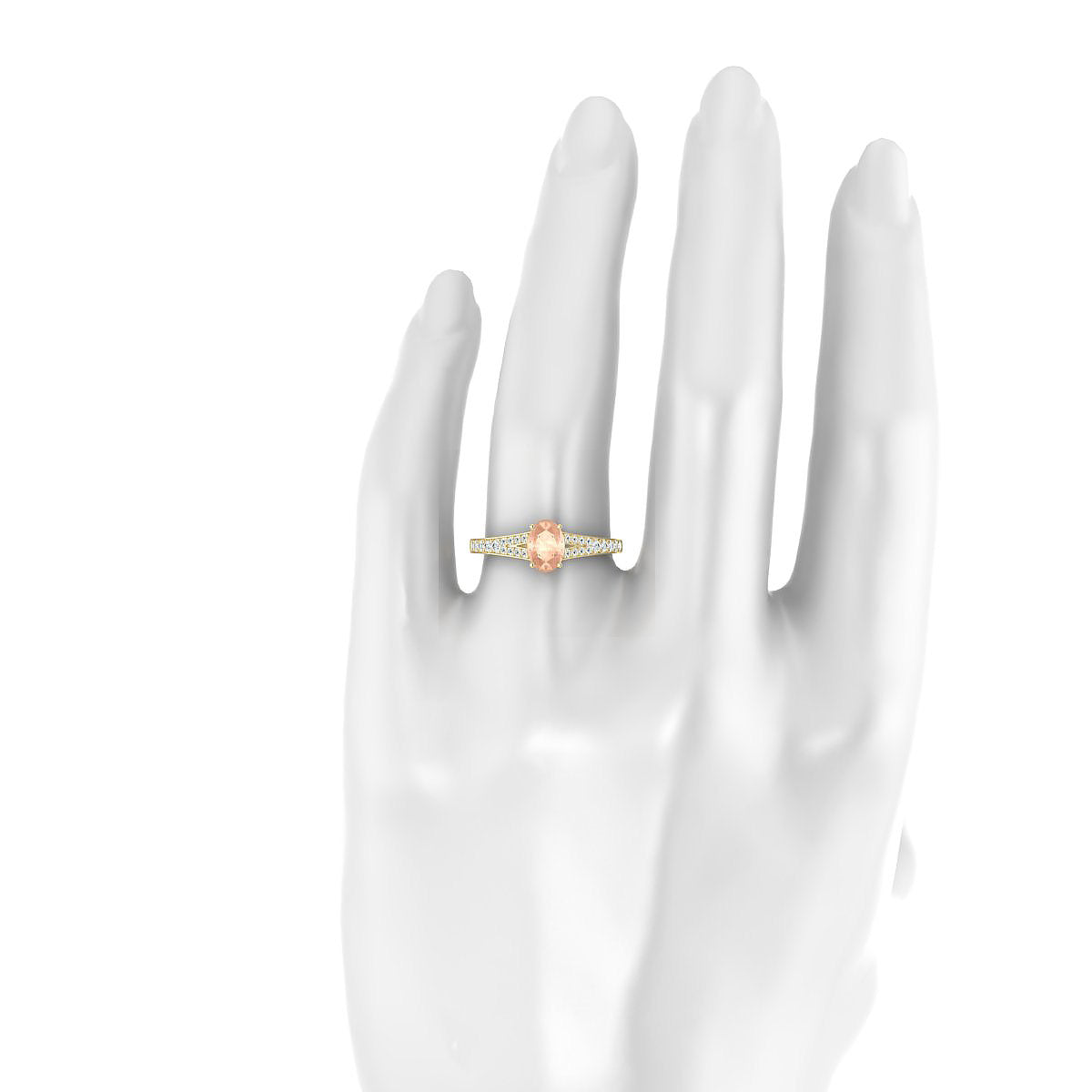 Adore | 18k Yellow Gold 7 x 5 mm Oval Morganite Ring