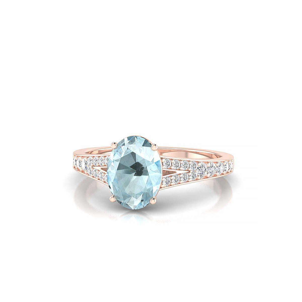 Adore | 18k Rose Gold 8 x 6 mm Oval Aquamarine Ring