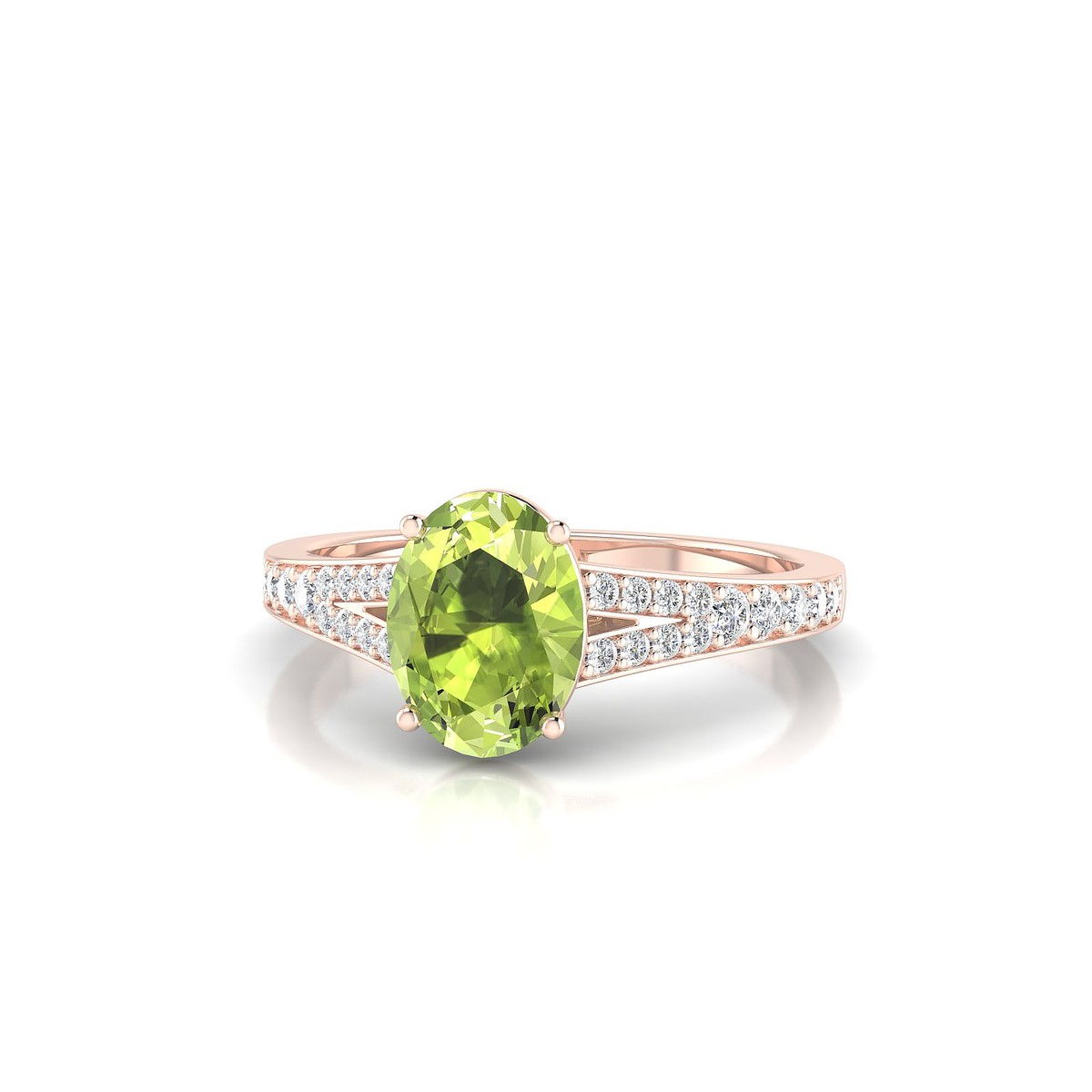 Adore | 18k Rose Gold 8 x 6 mm Oval Peridot Ring