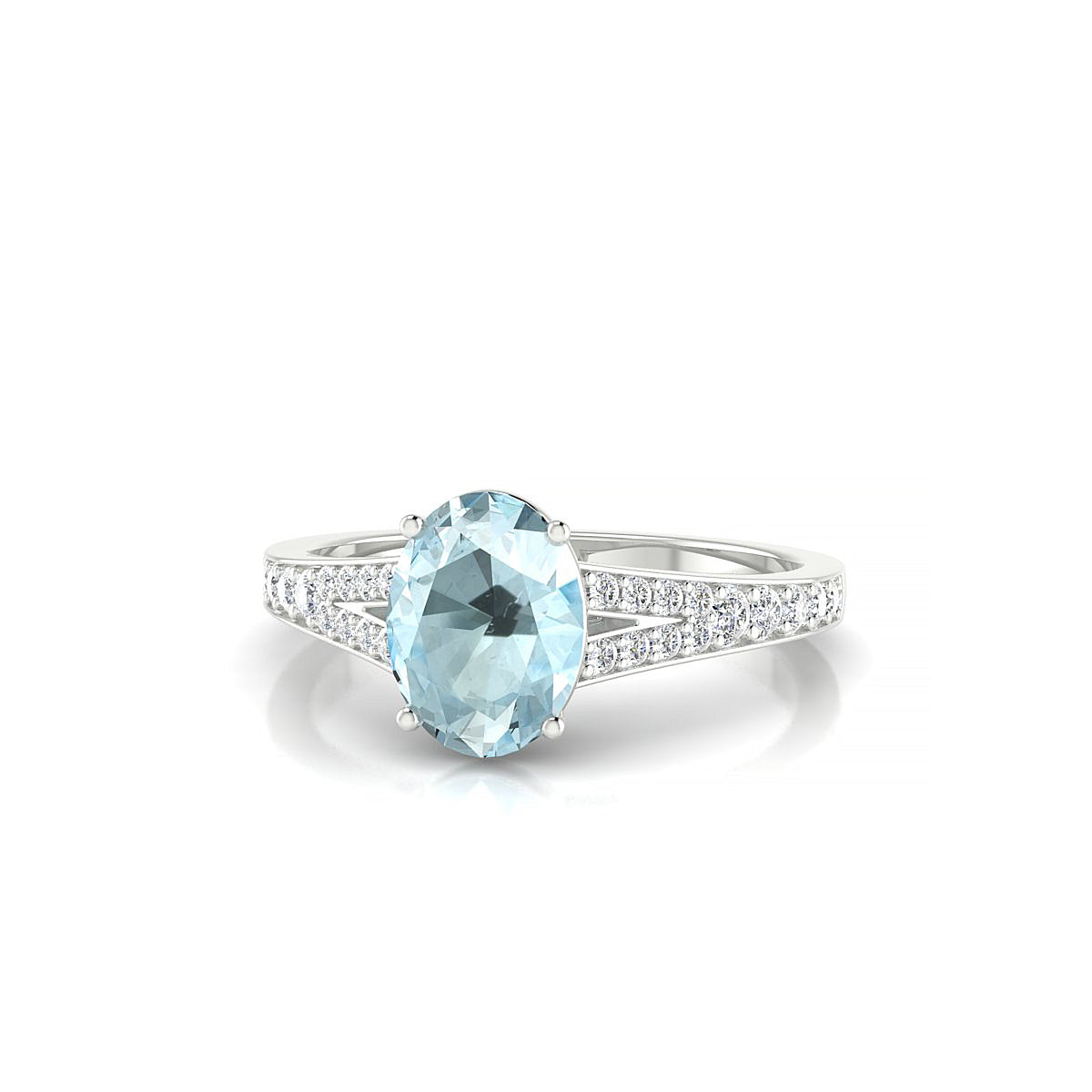 Adore | 18k White Gold 8 x 6 mm Oval Aquamarine Ring