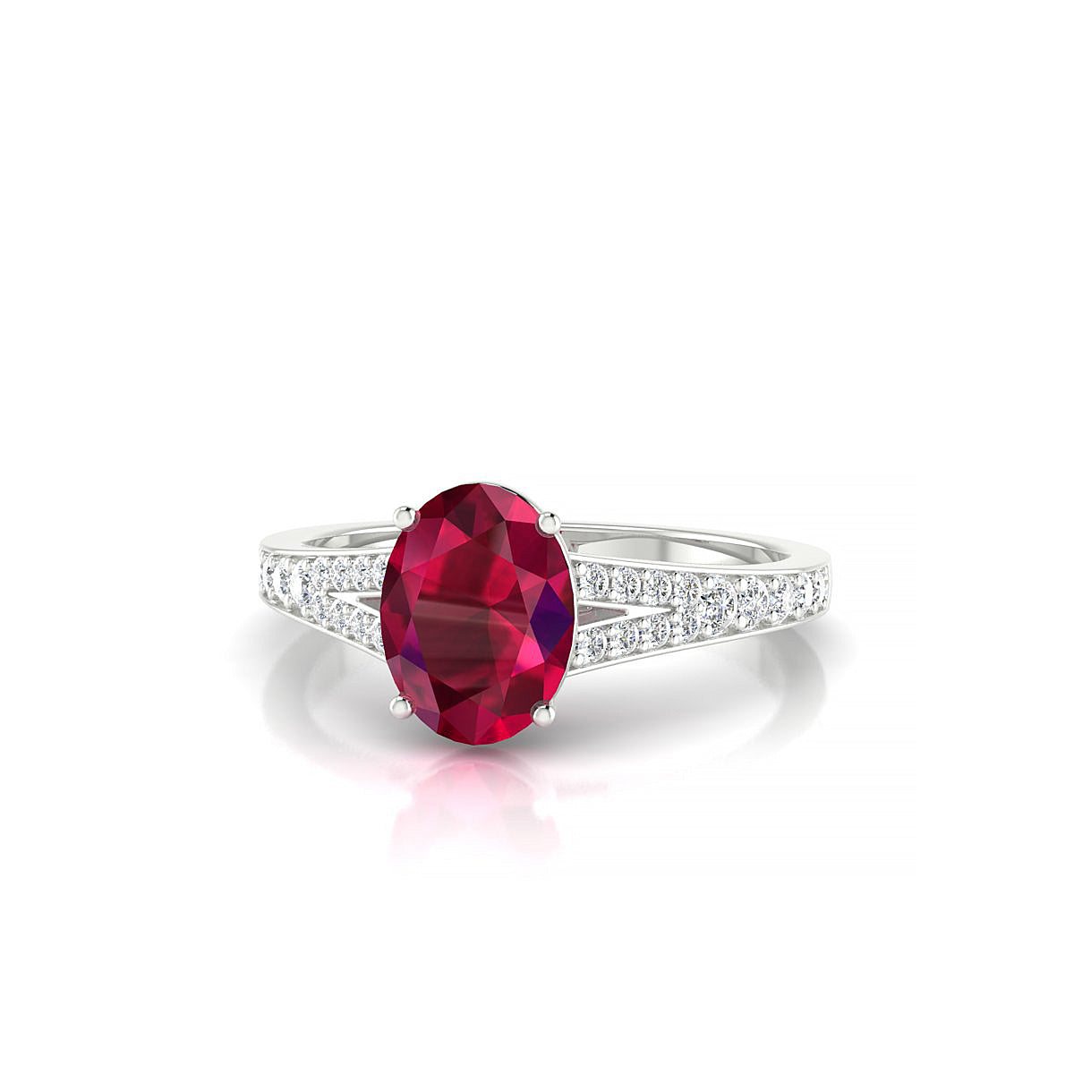 Adore | 18k White Gold 8 x 6 mm Oval Ruby Ring