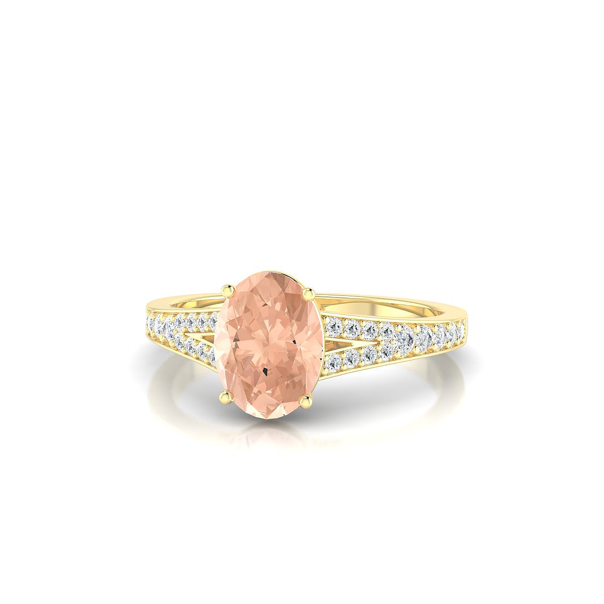 Adore | 18k Yellow Gold 8 x 6 mm Oval Morganite Ring