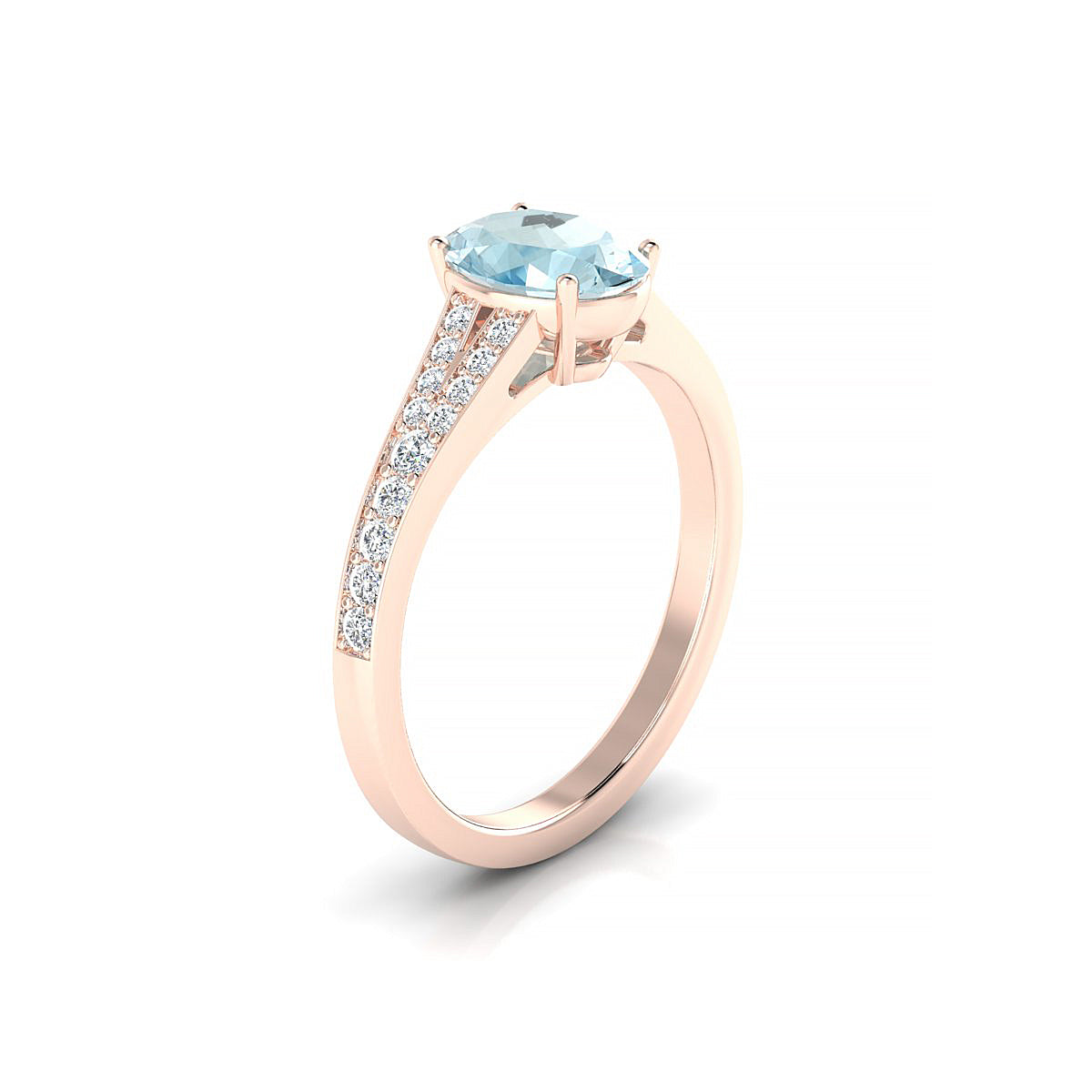 Adore | 18k Rose Gold 8 x 6 mm Oval Aquamarine Ring