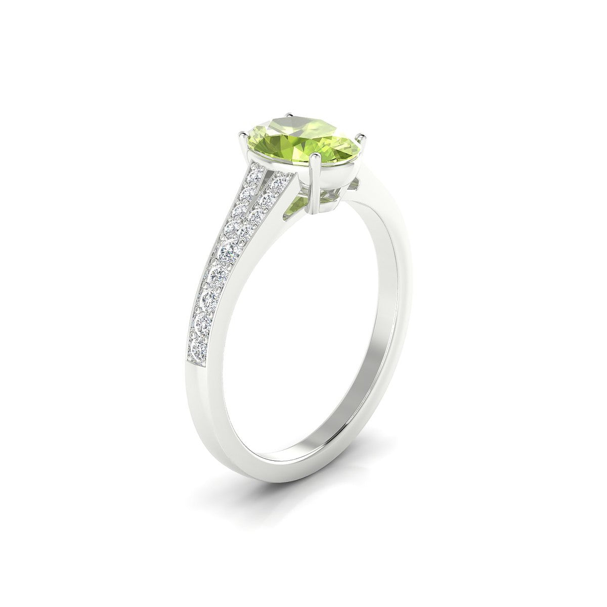 Adore | 18k White Gold 8 x 6 mm Oval Peridot Ring