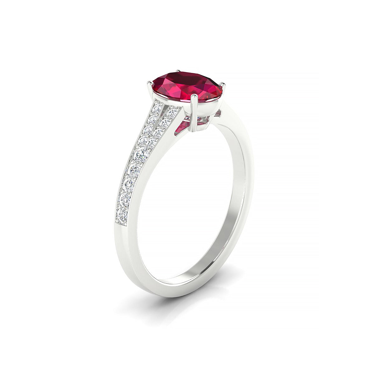 Adore | 18k White Gold 8 x 6 mm Oval Ruby Ring