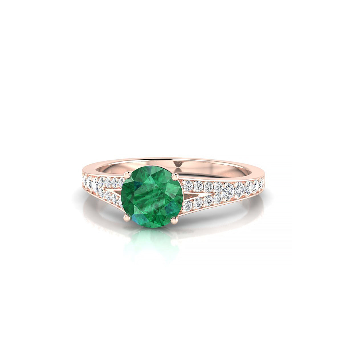 Adore | 18k Rose Gold 6 mm Round Emerald Ring
