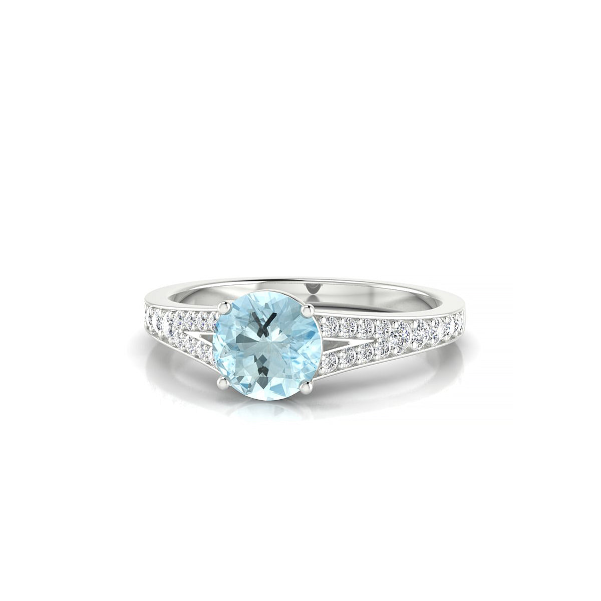 Adore | 18k White Gold 6 mm Round Aquamarine Ring