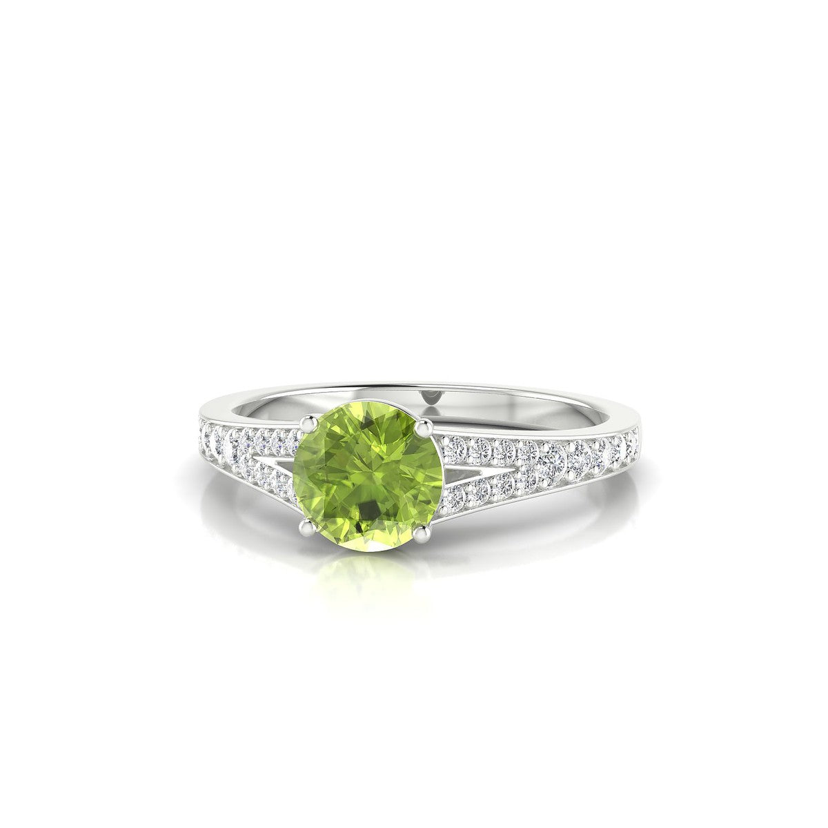 Adore | 18k White Gold 6 mm Round Peridot Ring
