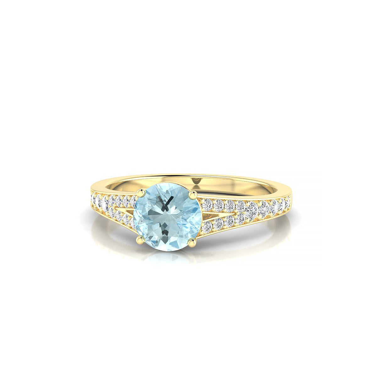 Adore | 18k Yellow Gold 6 mm Round Aquamarine Ring
