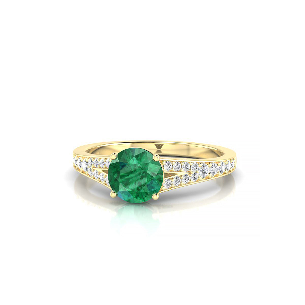Adore | 18k Yellow Gold 6 mm Round Emerald Ring