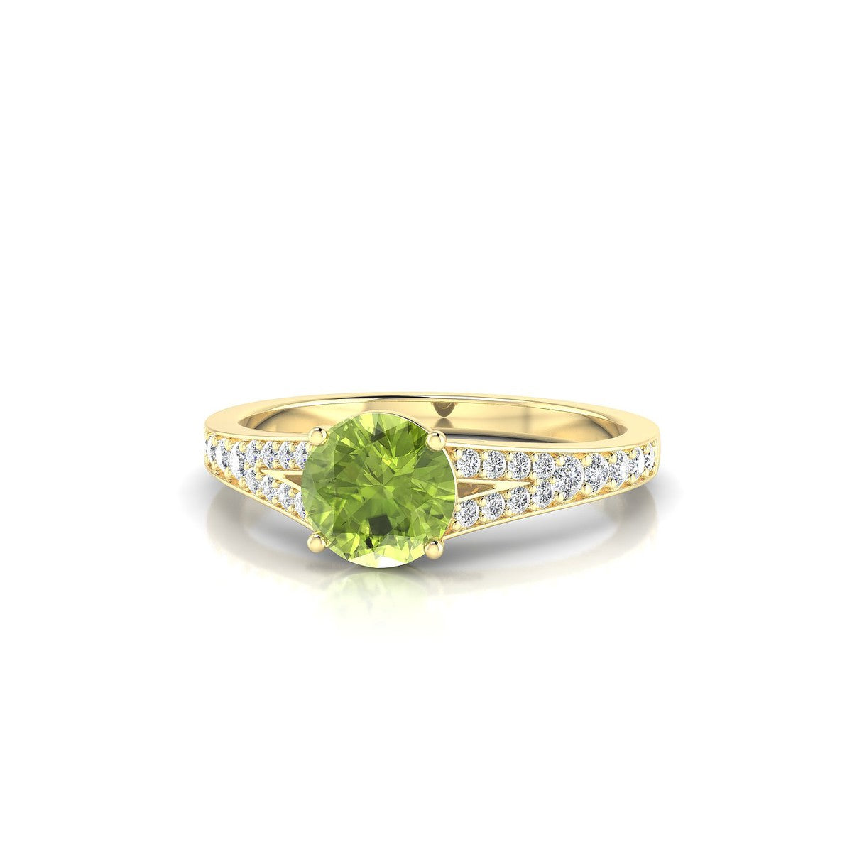 Adore | 18k Yellow Gold 6 mm Round Peridot Ring