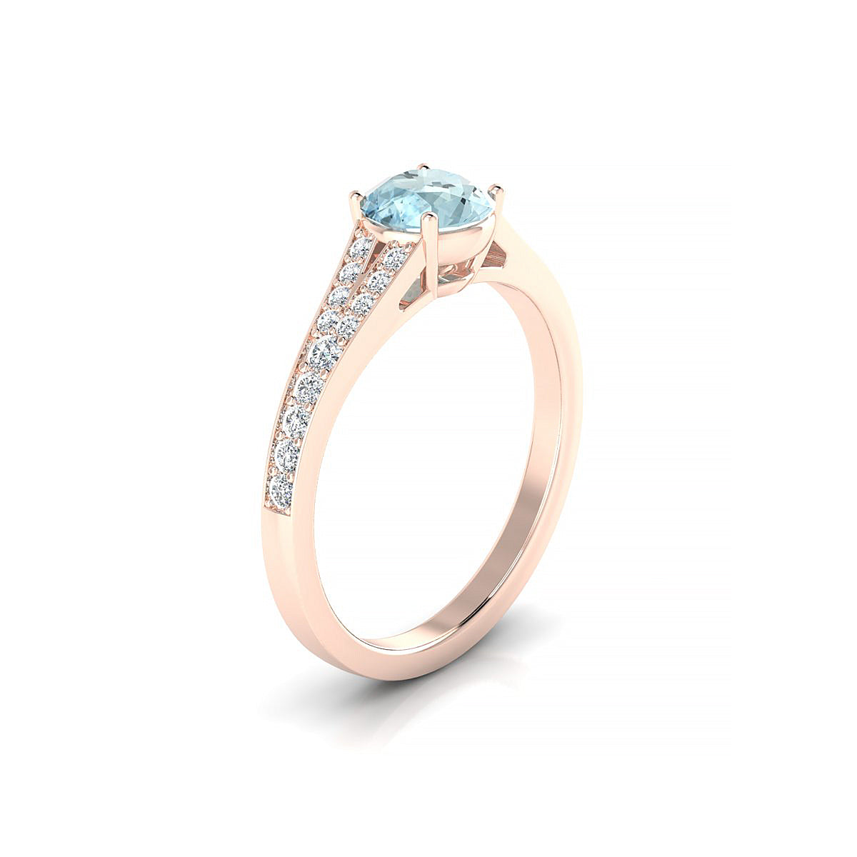 Adore | 18k Rose Gold 6 mm Round Aquamarine Ring