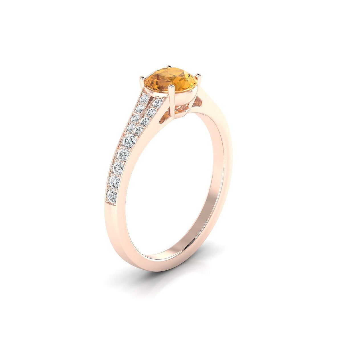 Adore | 18k Rose Gold 6 mm Round Citrine Ring