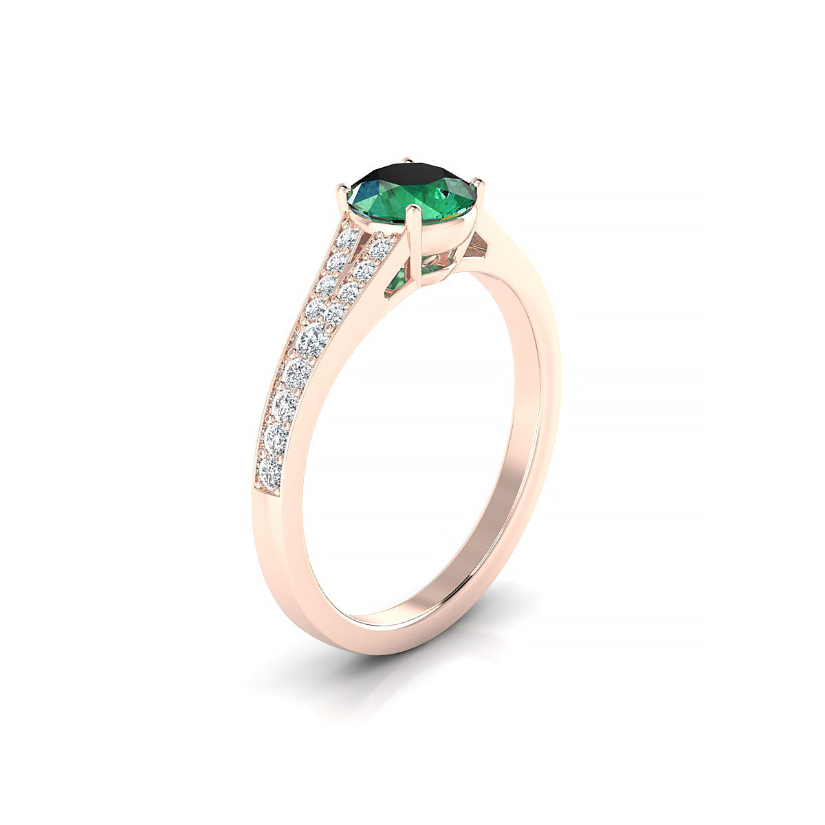 Adore | 18k Rose Gold 6 mm Round Emerald Ring