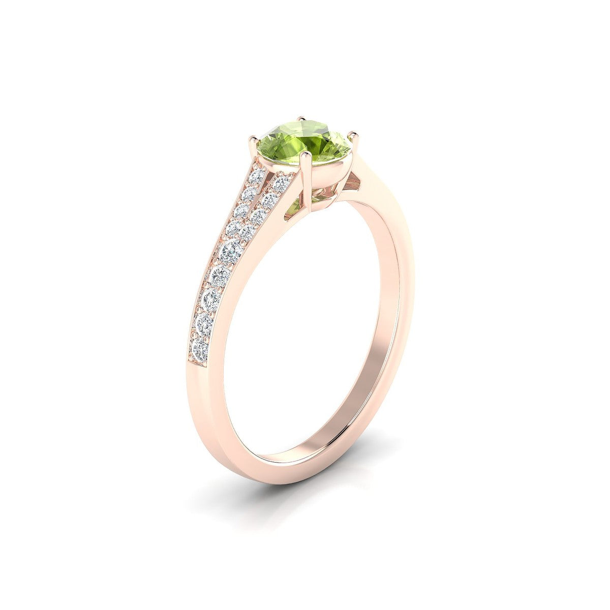 Adore | 18k Rose Gold 6 mm Round Peridot Ring