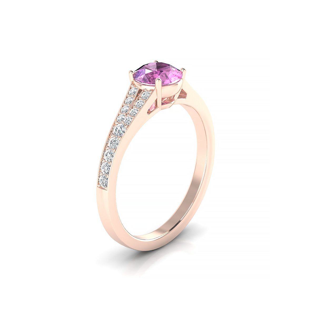 Adore | 18k Rose Gold 6 mm Round Pink Sapphire Ring