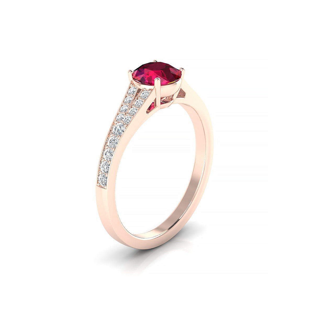 Adore | 18k Rose Gold 6 mm Round Ruby Ring