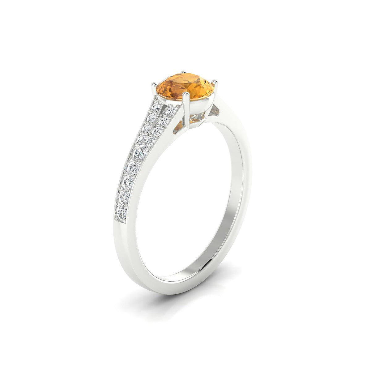 Adore | 18k White Gold 6 mm Round Citrine Ring