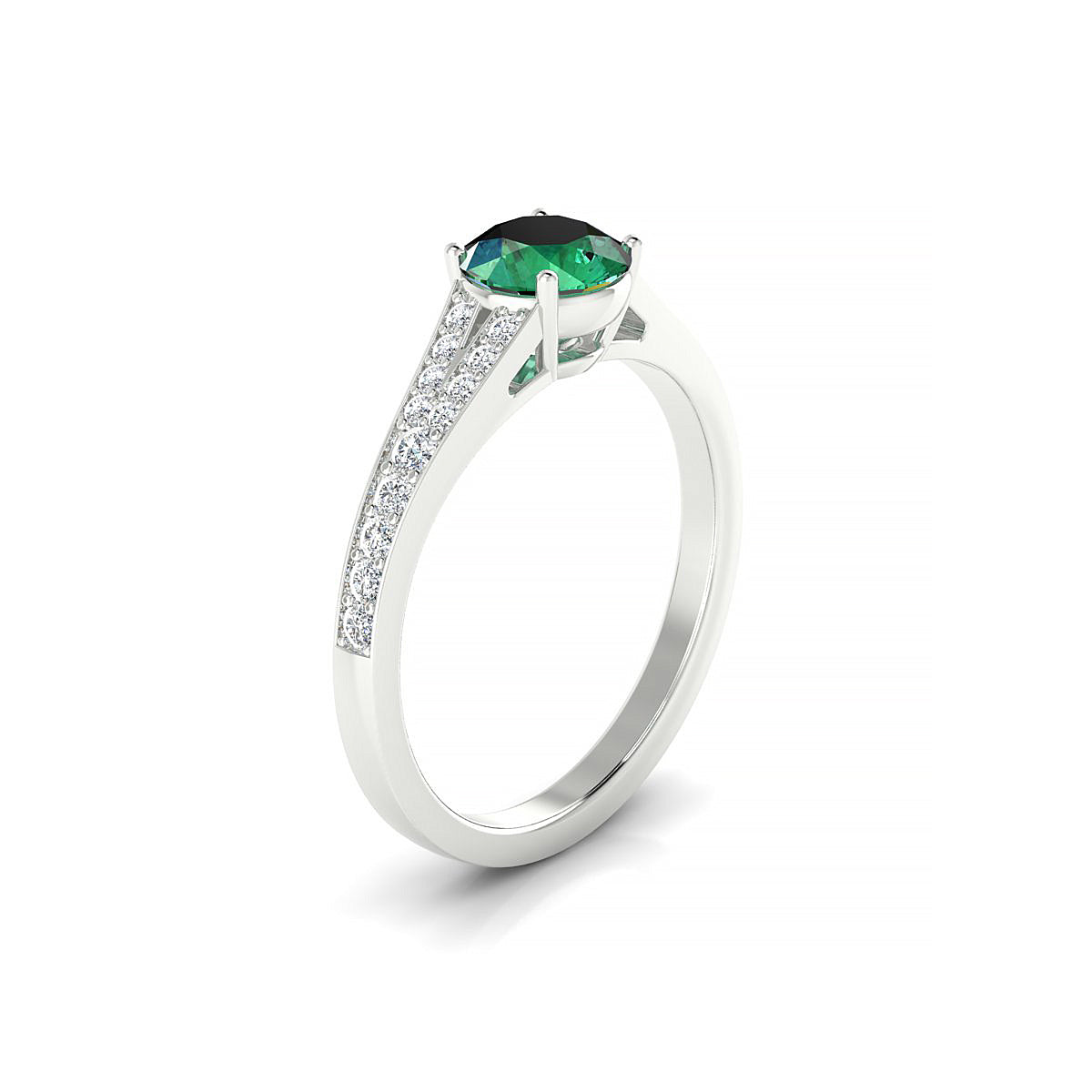 Adore | 18k White Gold 6 mm Round Emerald Ring